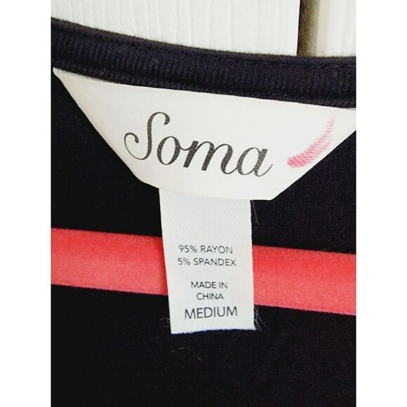 Soma M Sleeveless Dress Twist Front V-Neck Black Stretch Jersey‎ Sleeveless - Picture 5 of 6